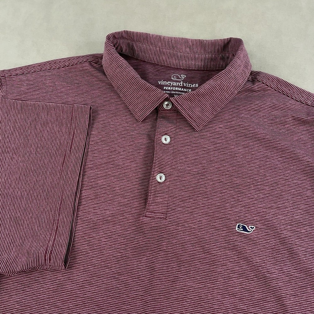 Vineyard Vines Polo Shirt Mens XL Red Striped Sankaty Performance Golf